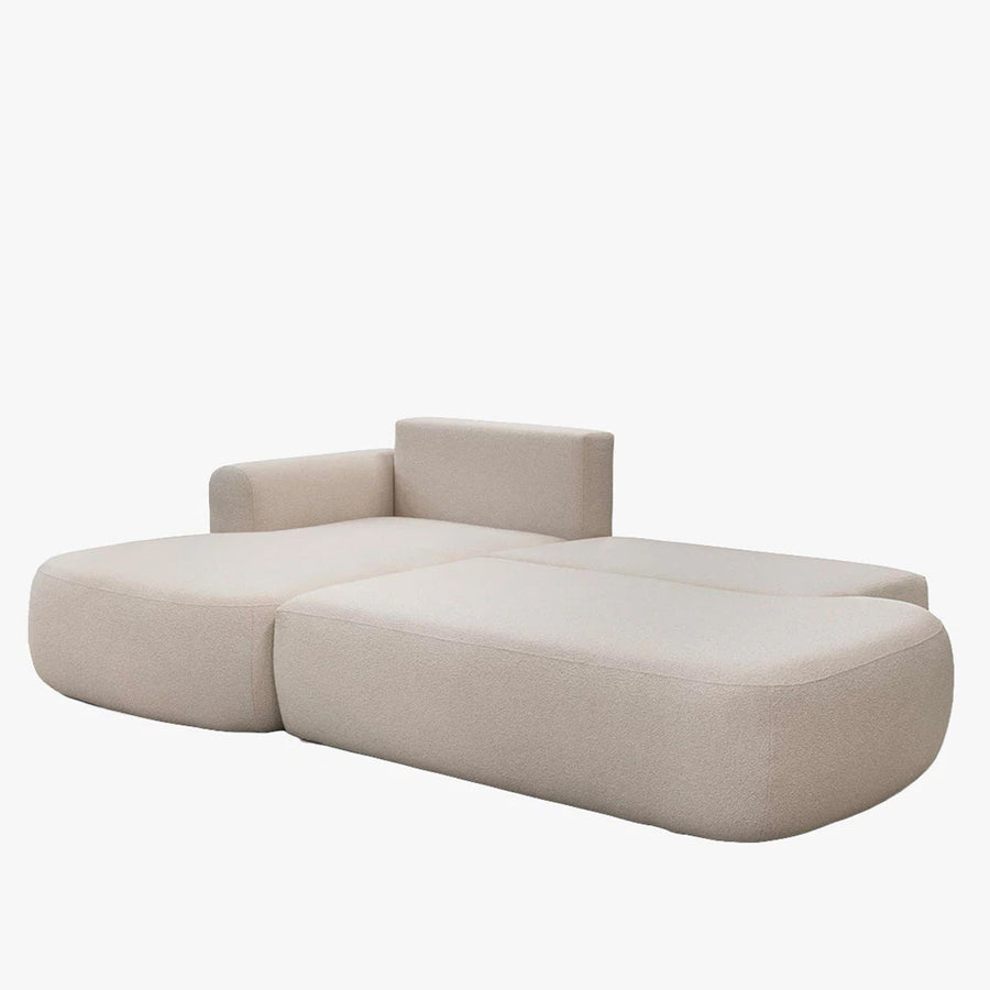 TYLAN Canapé d’angle convertible avec coffre effet peau de mouton écru - Angle gauche — aperçu vidéo
