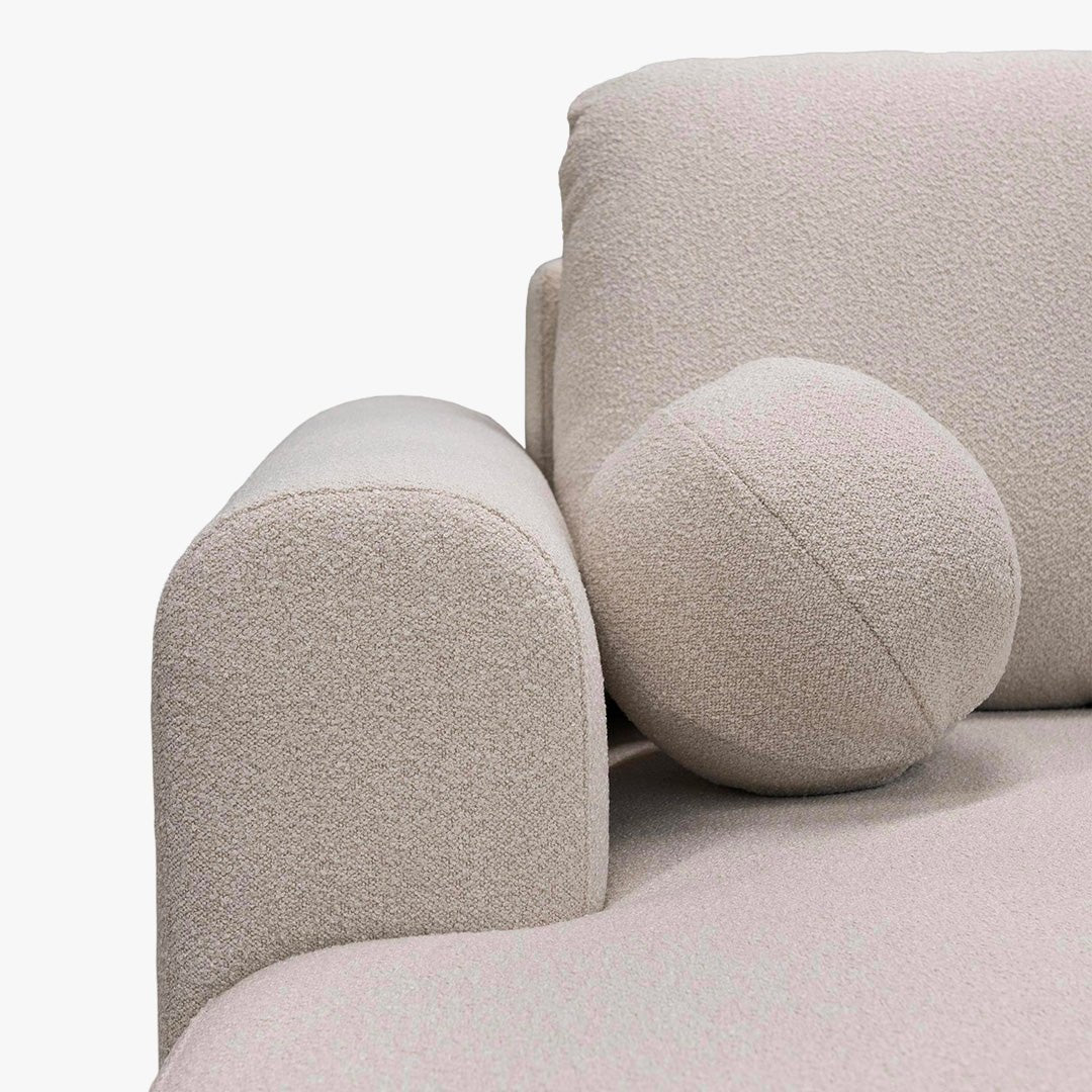 TYLAN Canapé d’angle convertible avec coffre effet peau de mouton écru - Angle gauche - Canapé d'angle convertible - Mobilier Deco