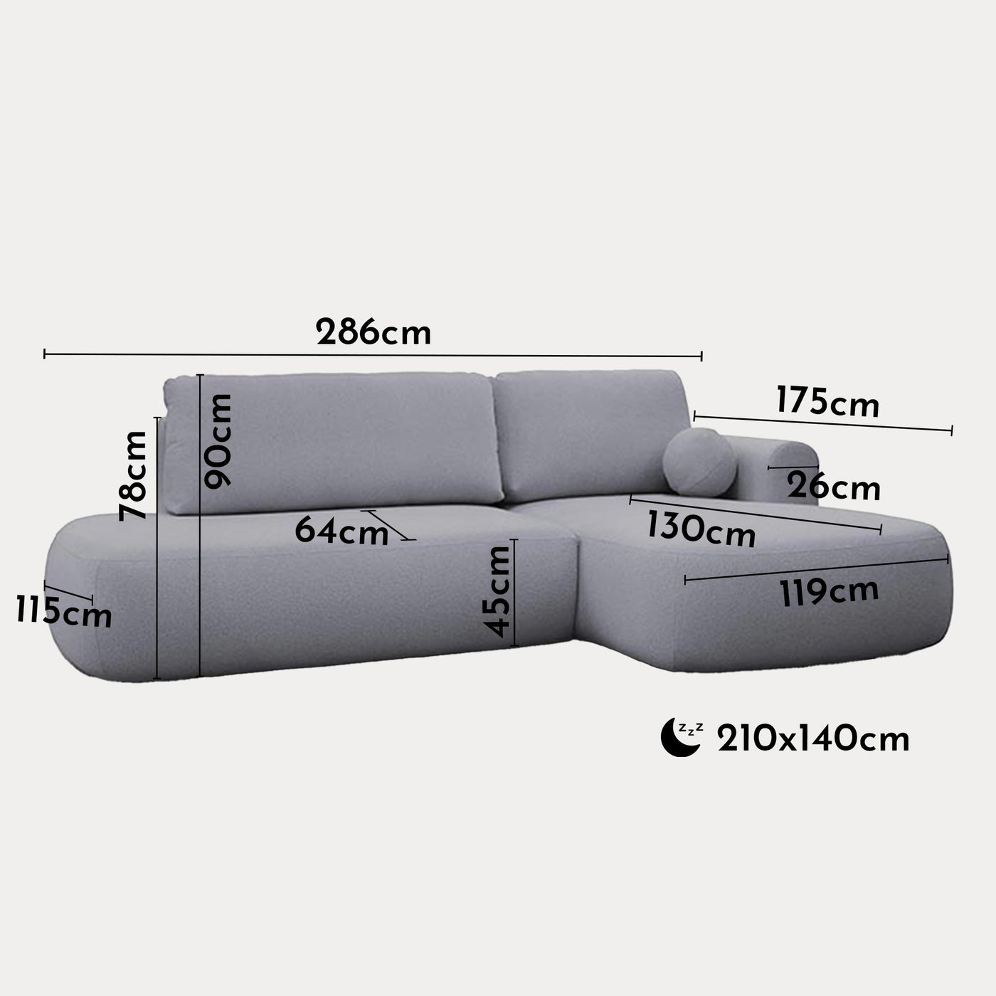 TYLAN Canapé d’angle convertible avec coffre effet peau de mouton gris - Angle droit - Canapé d'angle convertible - Mobilier Deco