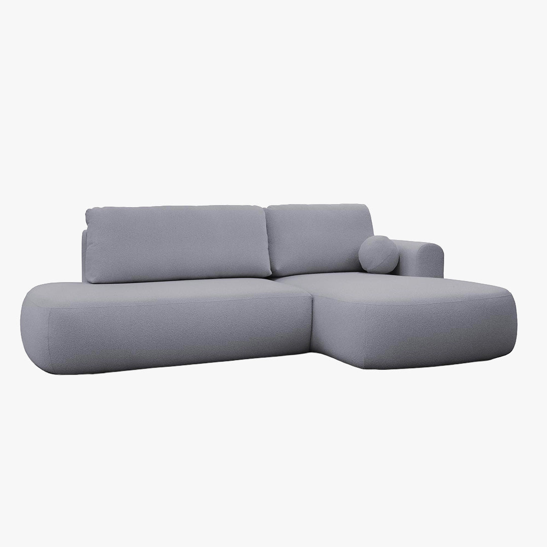 TYLAN Canapé d’angle convertible avec coffre effet peau de mouton gris - Angle droit - Canapé d'angle convertible - Mobilier Deco