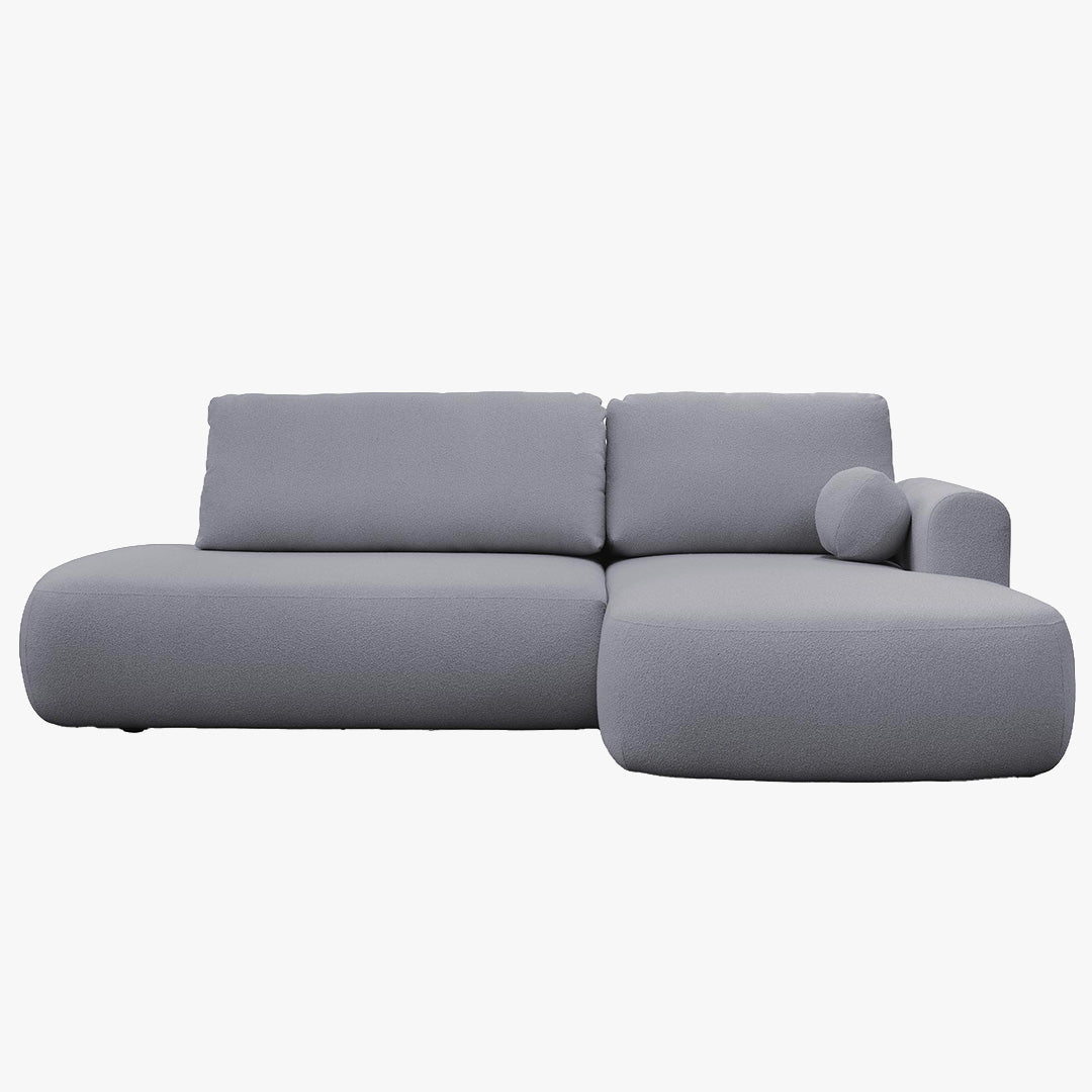 TYLAN Canapé d’angle convertible avec coffre effet peau de mouton gris - Angle droit - Canapé d'angle convertible - Mobilier Deco