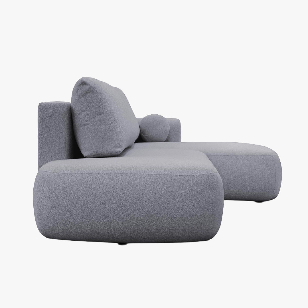 TYLAN Canapé d’angle convertible avec coffre effet peau de mouton gris - Angle droit - Canapé d'angle convertible - Mobilier Deco