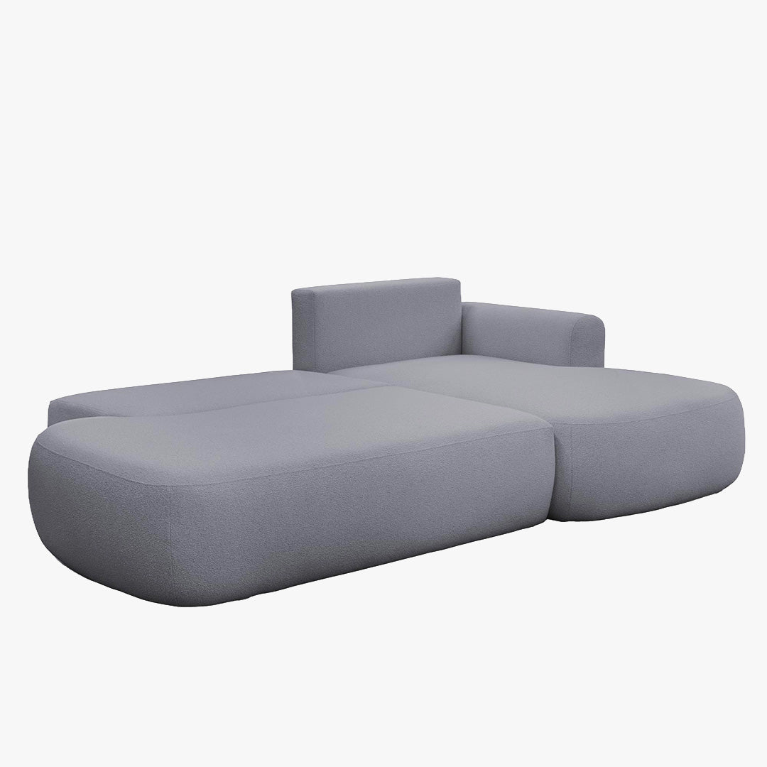 TYLAN Canapé d’angle convertible avec coffre effet peau de mouton gris - Angle droit - Canapé d'angle convertible - Mobilier Deco
