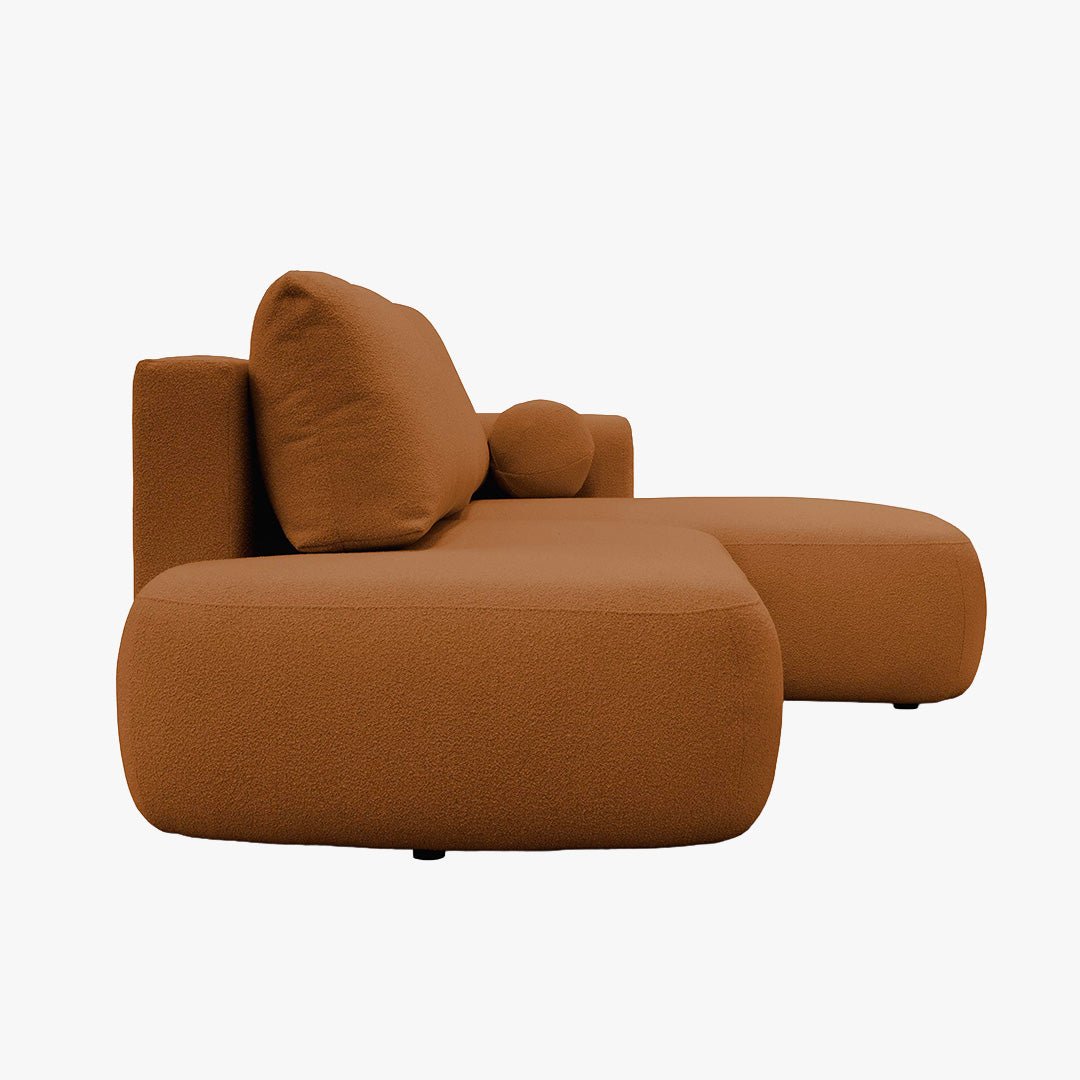 TYLAN Canapé d’angle convertible avec coffre effet peau de mouton orange - Angle droit - Canapé d'angle convertible - Mobilier Deco
