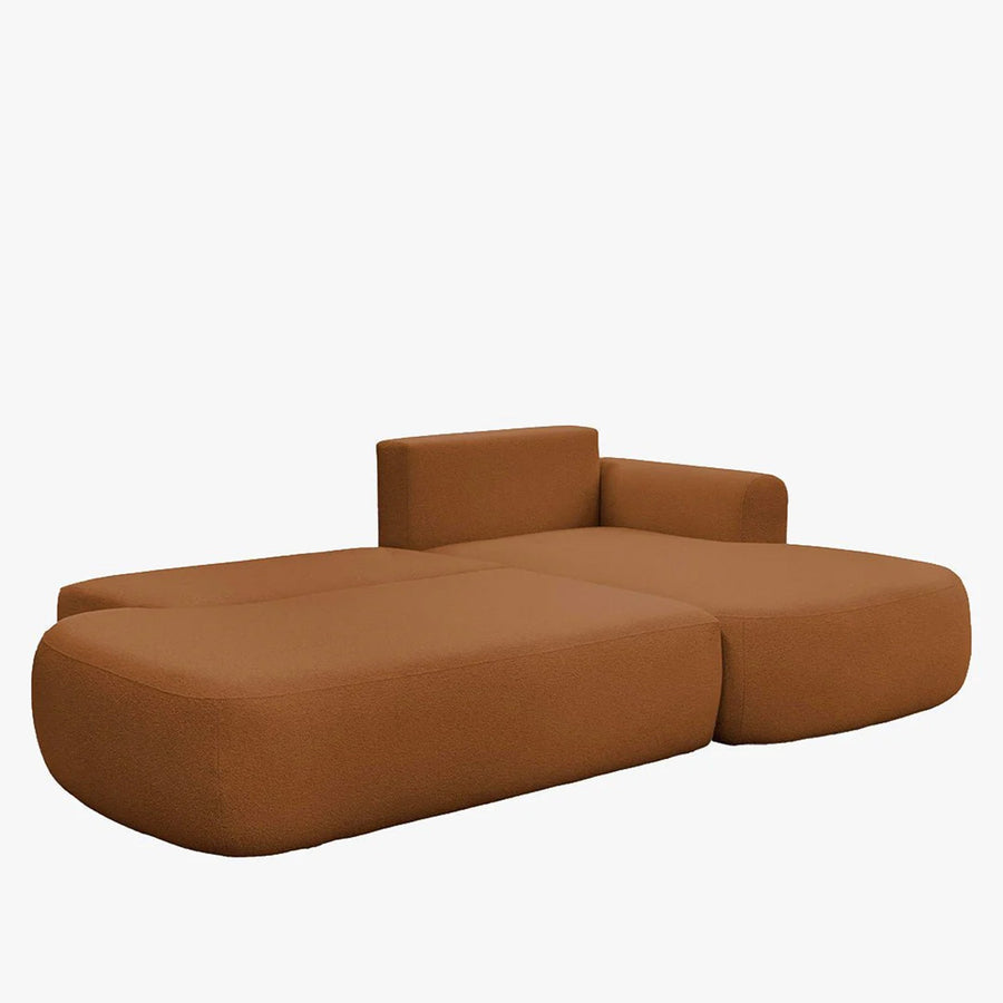 TYLAN Canapé d’angle convertible avec coffre effet peau de mouton orange - Angle droit — aperçu vidéo
