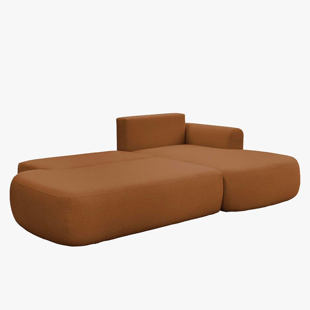 TYLAN Canapé d’angle convertible avec coffre effet peau de mouton orange - Angle droit - Canapé d'angle convertible - Mobilier Deco