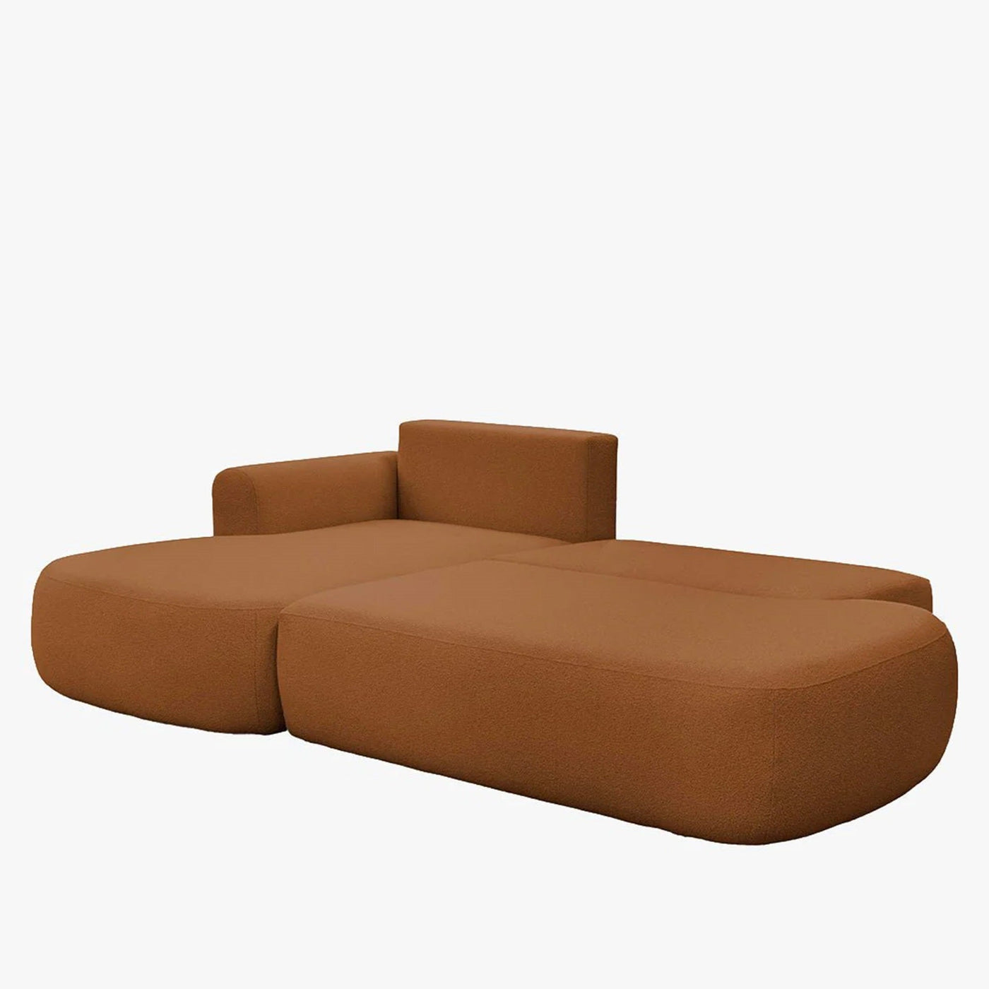 TYLAN Canapé d’angle convertible avec coffre effet peau de mouton orange - Angle gauche - Canapé d'angle convertible - Mobilier Deco