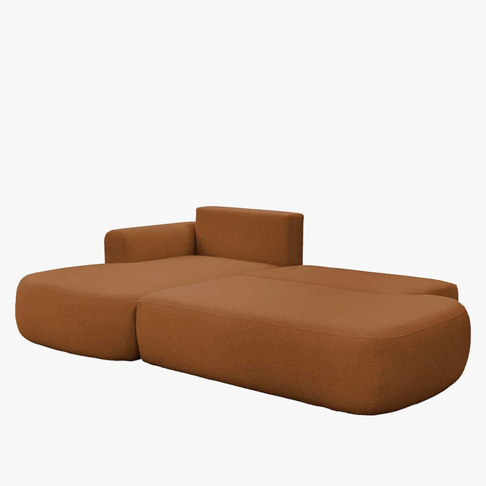 TYLAN Canapé d’angle convertible avec coffre effet peau de mouton orange - Angle gauche