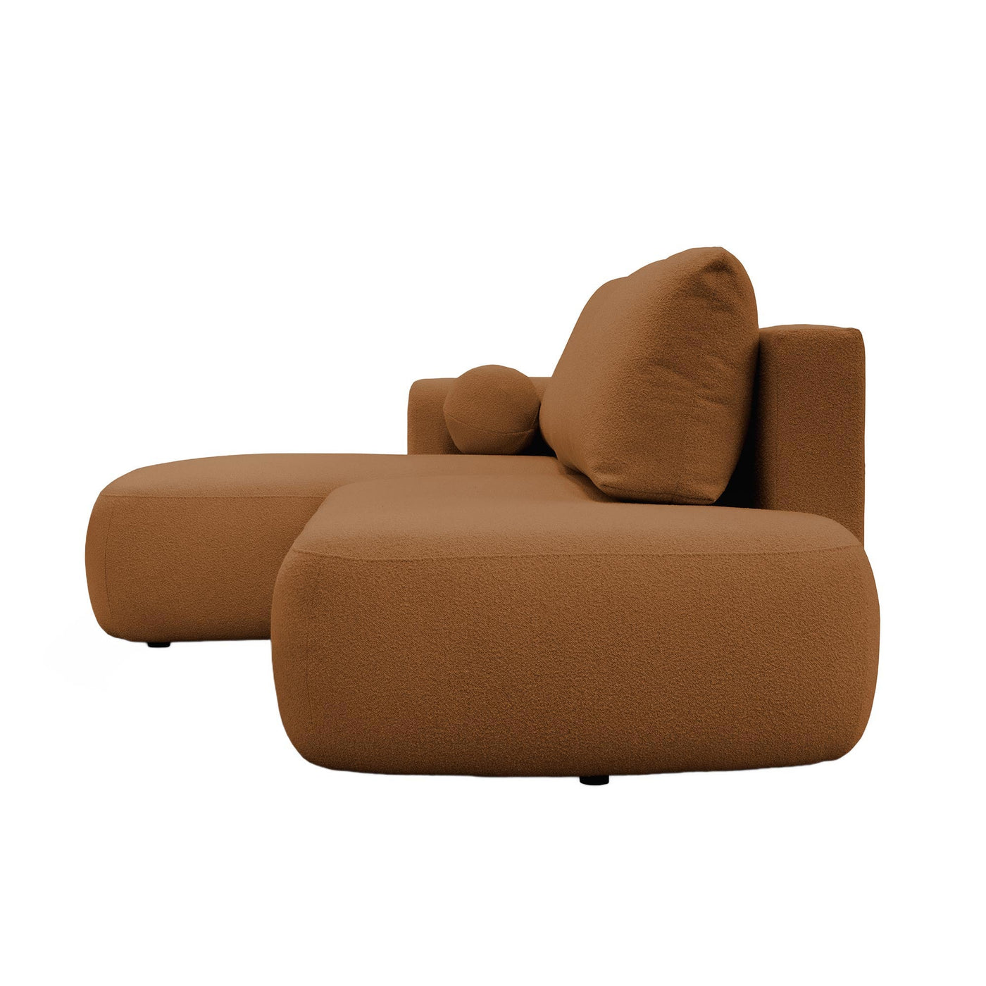 TYLAN Canapé d’angle convertible avec coffre effet peau de mouton orange - Angle gauche - Canapé d'angle convertible