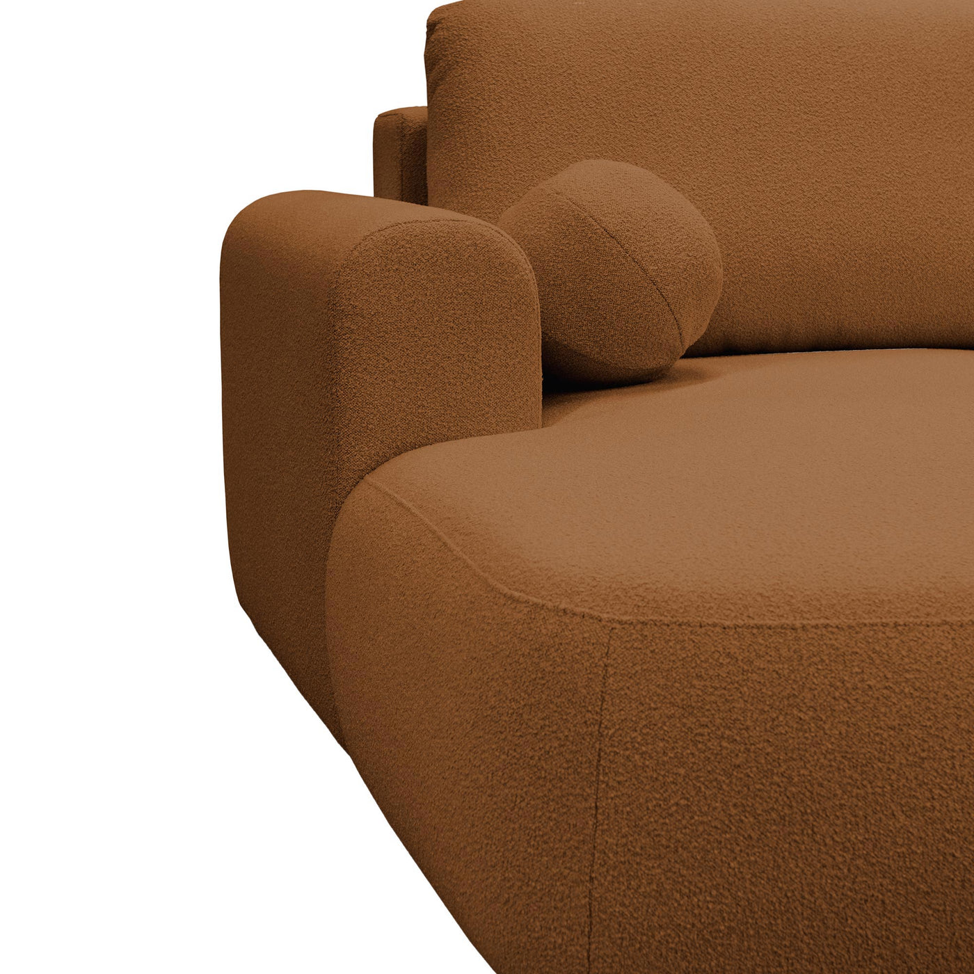 TYLAN Canapé d’angle convertible avec coffre effet peau de mouton orange - Angle gauche - Canapé d'angle convertible