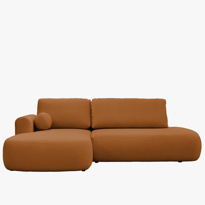 TYLAN Canapé d’angle convertible avec coffre effet peau de mouton orange - Angle gauche