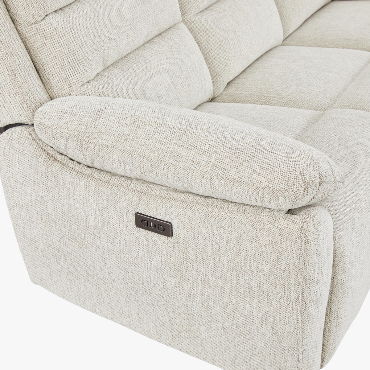 ULYA Canapé 3 places relax électrique en tissu beige - Canapé relax - Mobilier Deco