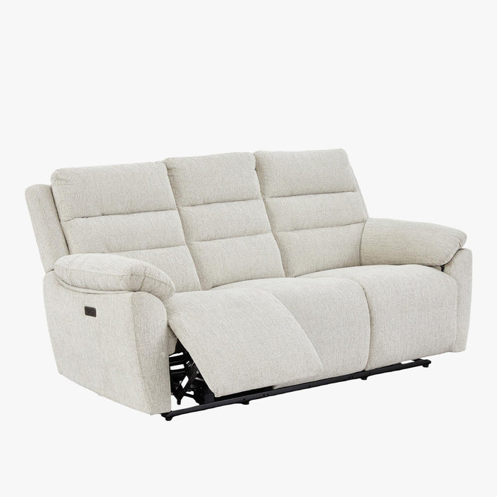 ULYA Canapé 3 places relax électrique en tissu beige