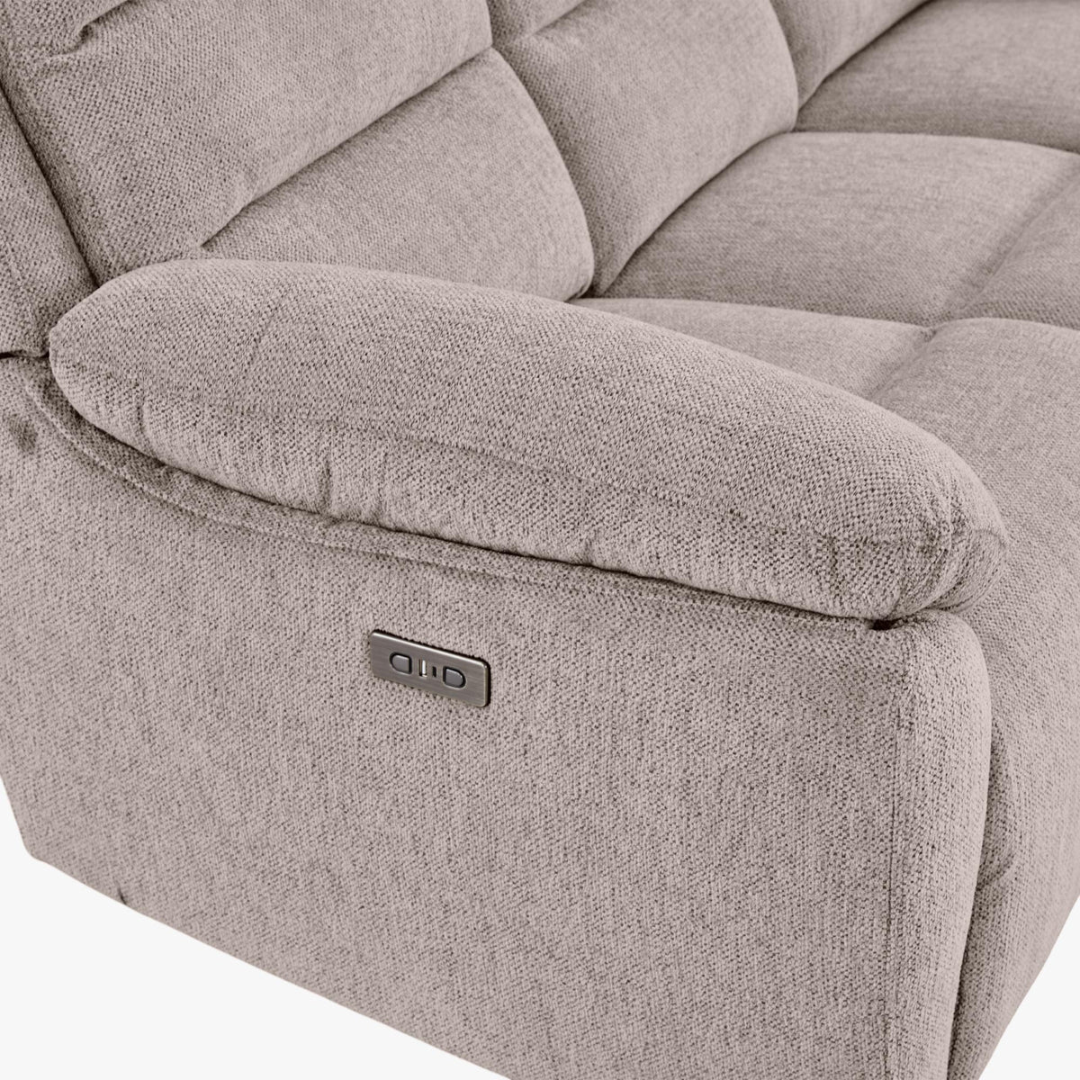 ULYA Canapé 3 places relax électrique en tissu taupe - Canapé relax - Mobilier Deco