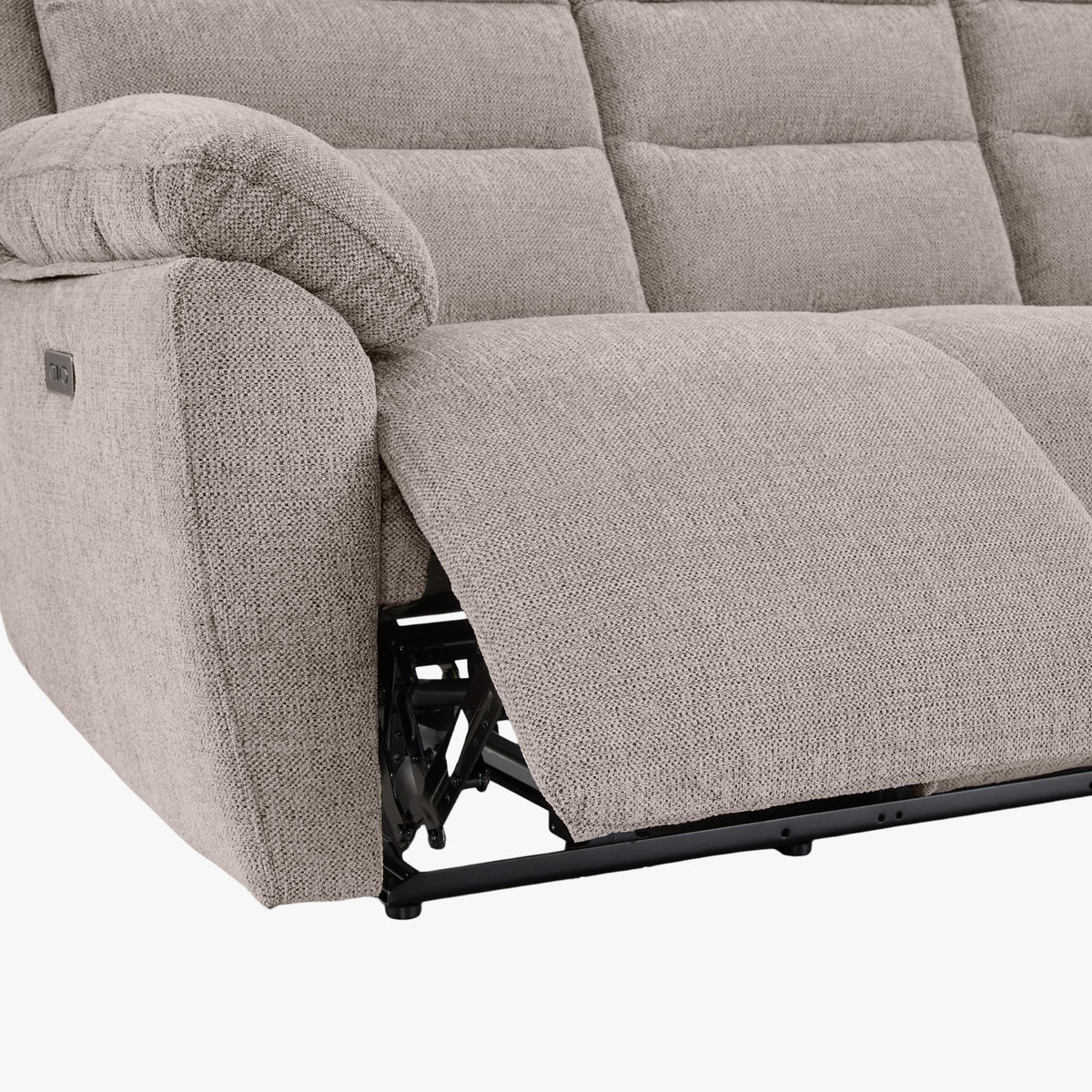 ULYA Canapé 3 places relax électrique en tissu taupe - Canapé relax - Mobilier Deco