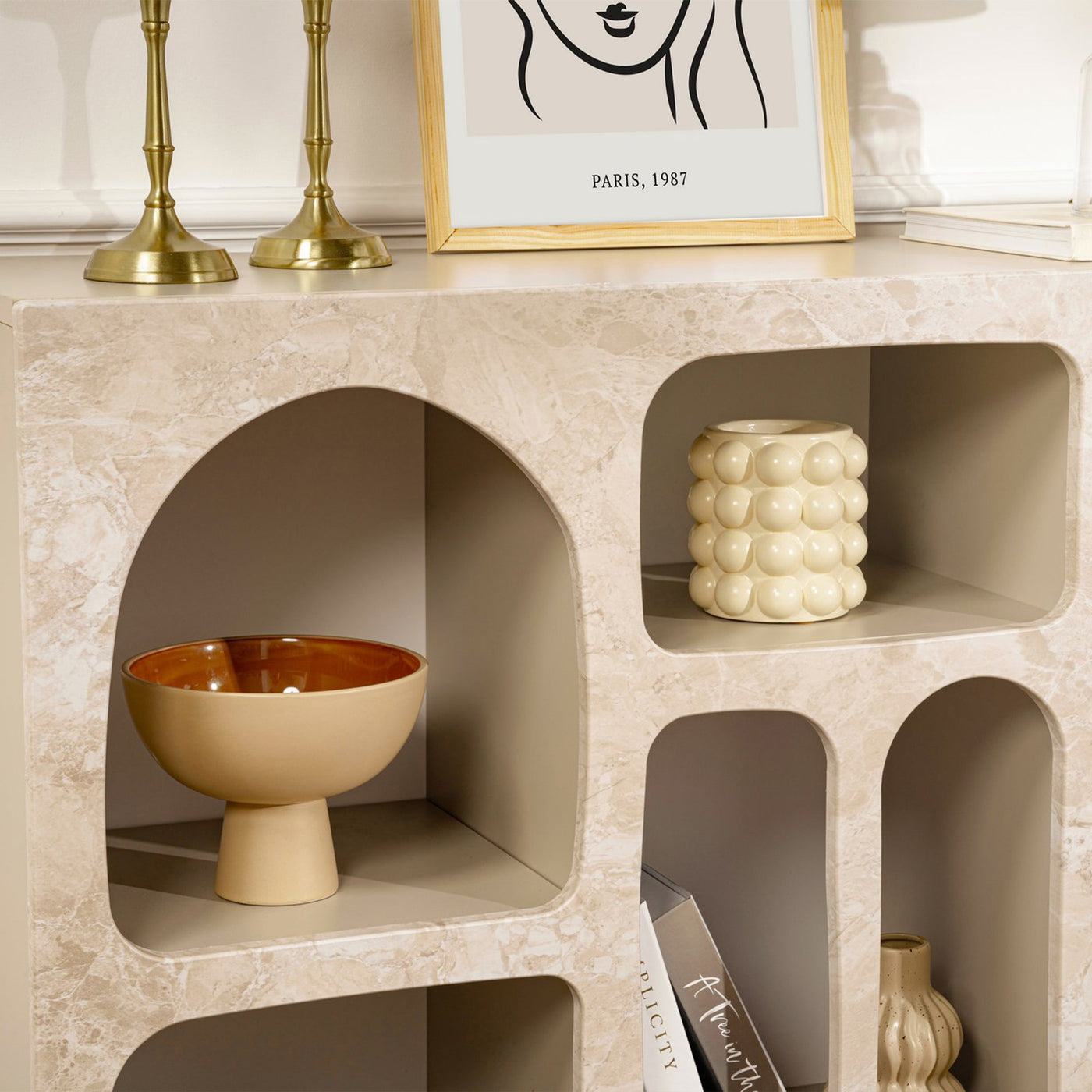 VERA Console avec 6 niches beige 120 cm - Consoles - Mobilier Deco