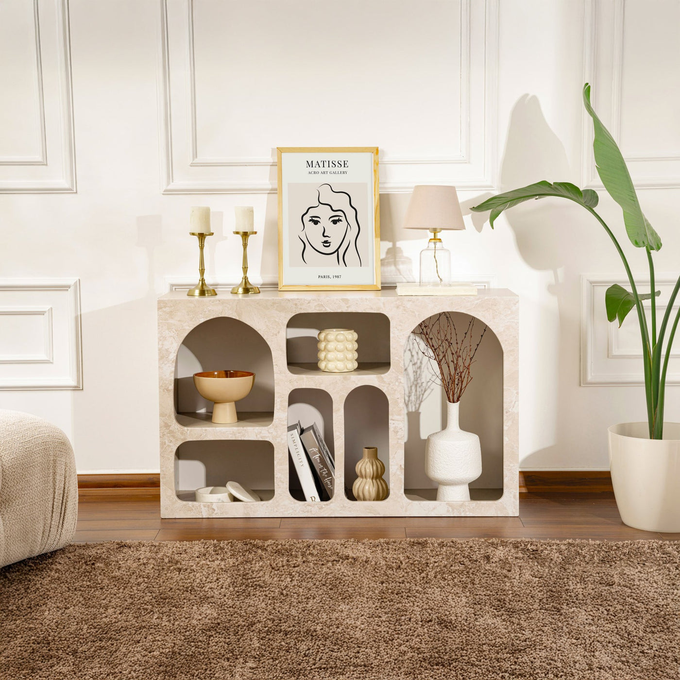 VERA Console avec 6 niches beige 120 cm - Consoles - Mobilier Deco