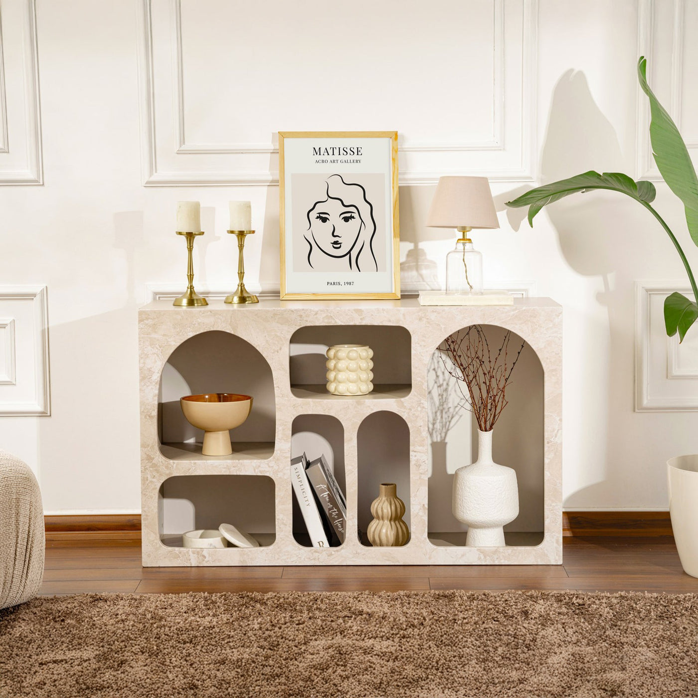 VERA Console avec 6 niches beige 120 cm - Consoles - Mobilier Deco