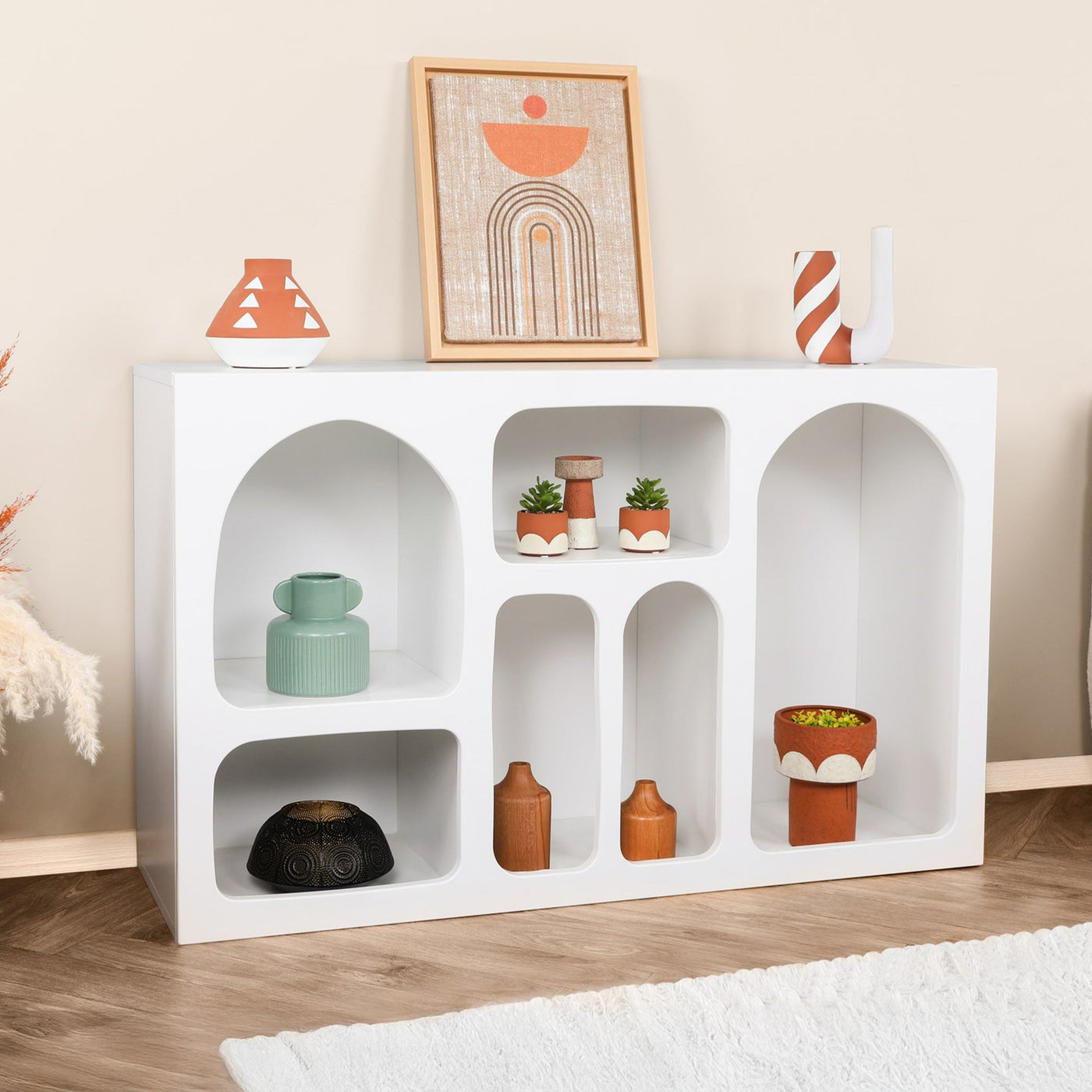 VERA Console avec 6 niches blanc 120 cm - Consoles - Mobilier Deco