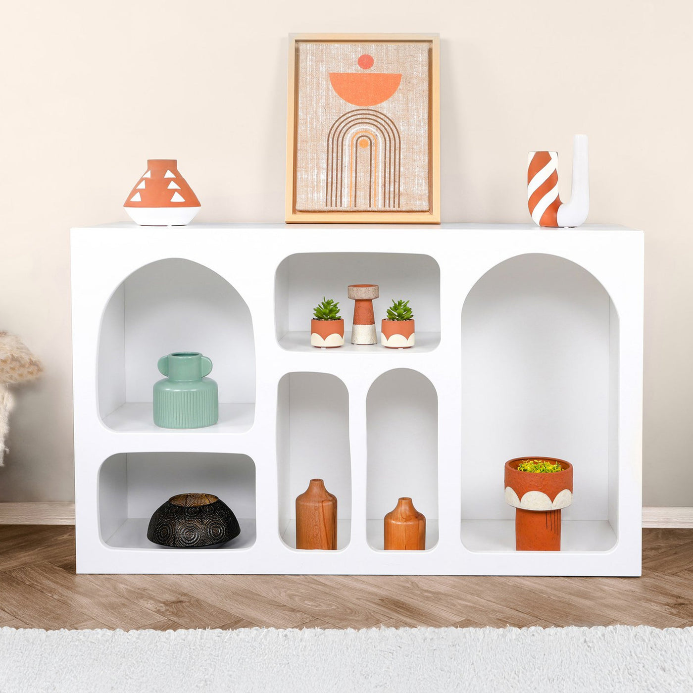 VERA Console avec 6 niches blanc 120 cm - Consoles - Mobilier Deco