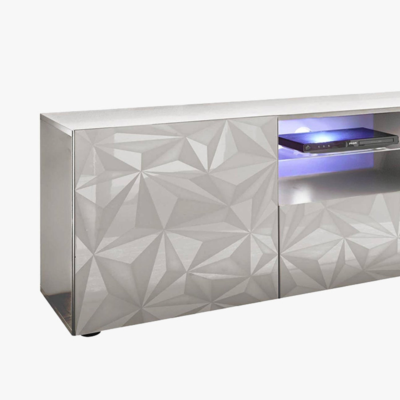 VERONA Meuble TV design 2 portes 2 niches et 1 tiroir blanc - Meuble TV - Mobilier Deco