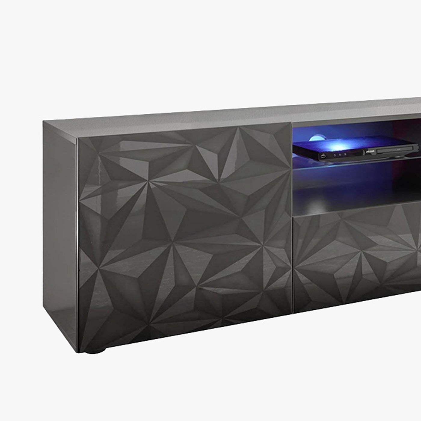 VERONA Meuble TV design 2 portes 2 niches et 1 tiroir noir - Meuble TV - Mobilier Deco
