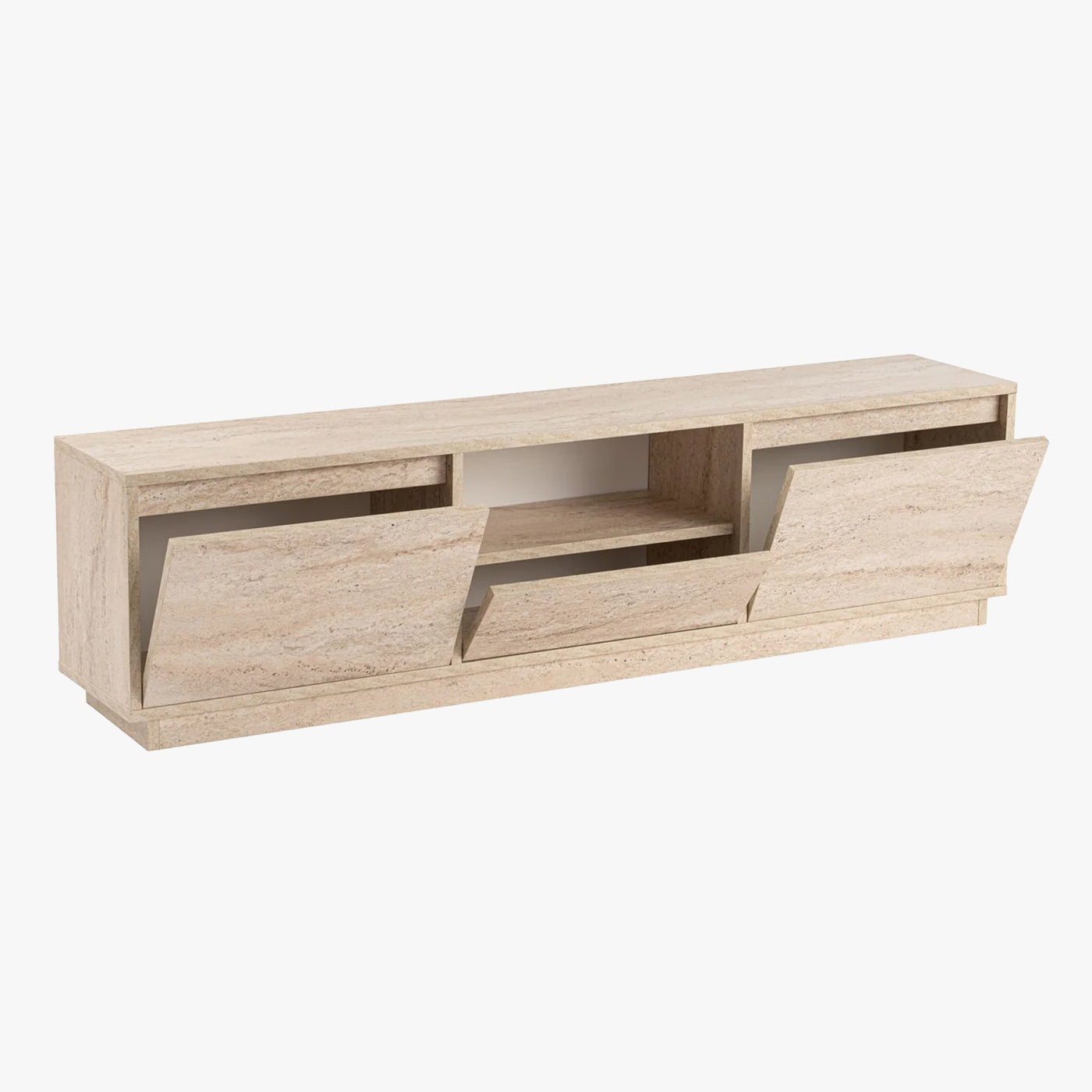 VIANA Meuble TV 3 portes 1 niche beige - Meuble TV - Mobilier Deco
