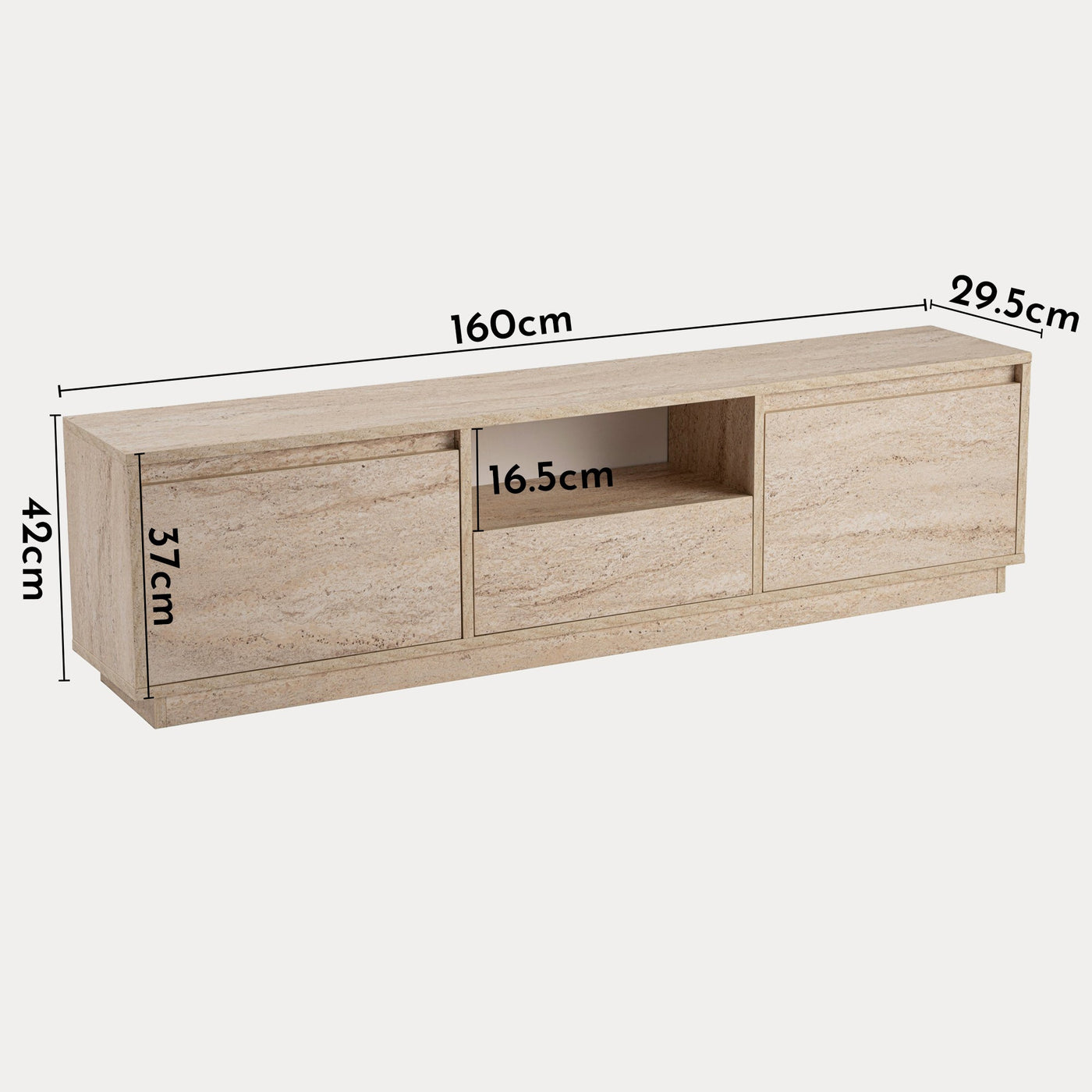 VIANA Meuble TV 3 portes 1 niche beige - Meuble TV - Mobilier Deco
