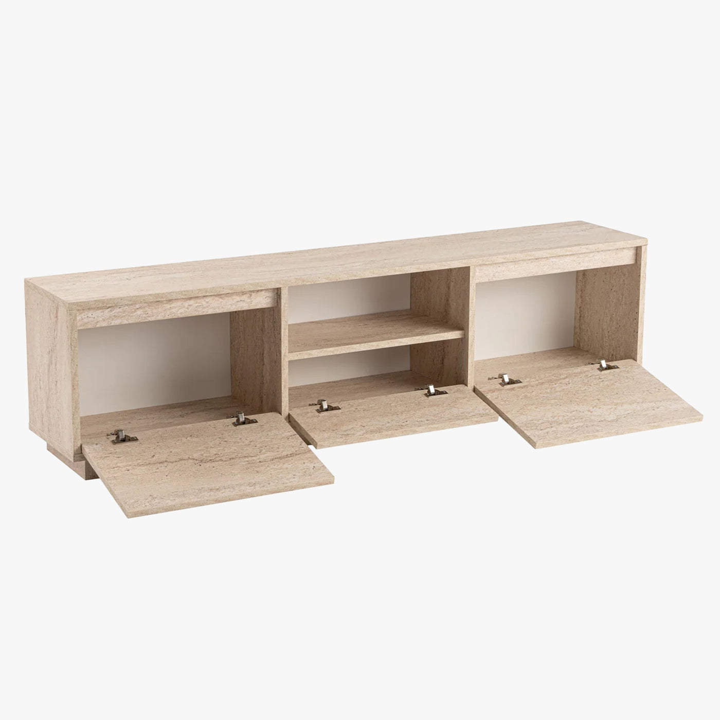 VIANA Meuble TV 3 portes 1 niche beige - Meuble TV - Mobilier Deco