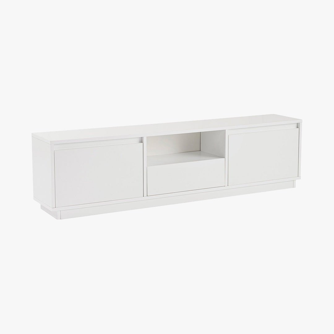 VIANA Meuble TV 3 portes 1 niche blanc - Meuble TV - Mobilier Deco