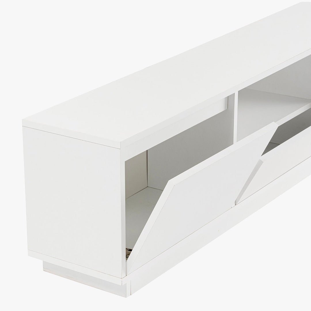 VIANA Meuble TV 3 portes 1 niche blanc - Meuble TV - Mobilier Deco