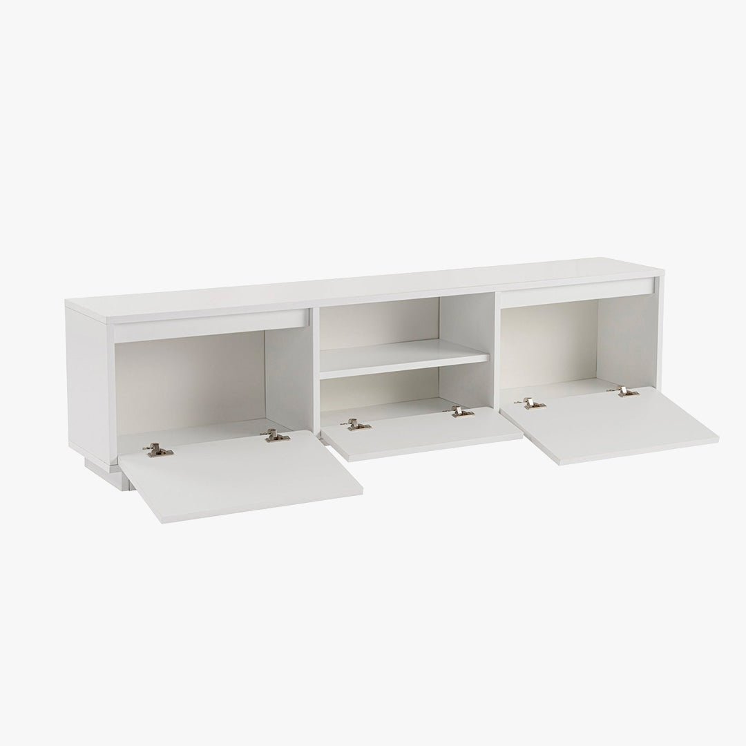 VIANA Meuble TV 3 portes 1 niche blanc - Meuble TV - Mobilier Deco