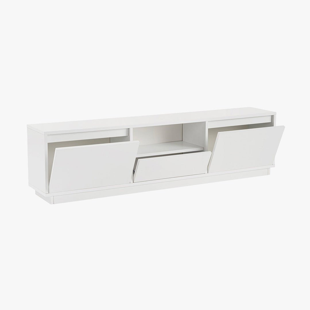 VIANA Meuble TV 3 portes 1 niche blanc - Meuble TV - Mobilier Deco