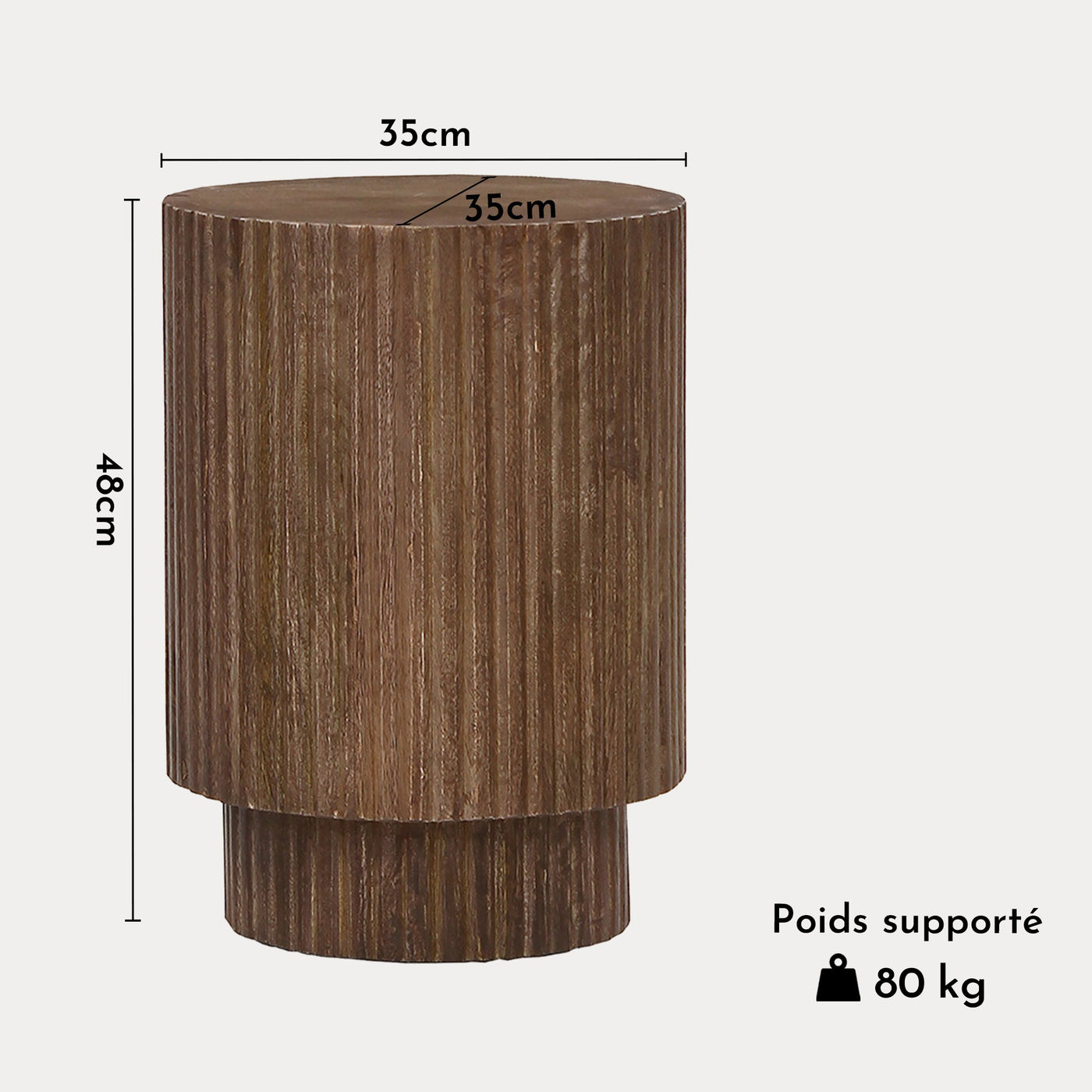 VICTOR Table basse bois de manguier brun clair VICTOR 35 cm - Table basse - Mobilier Deco