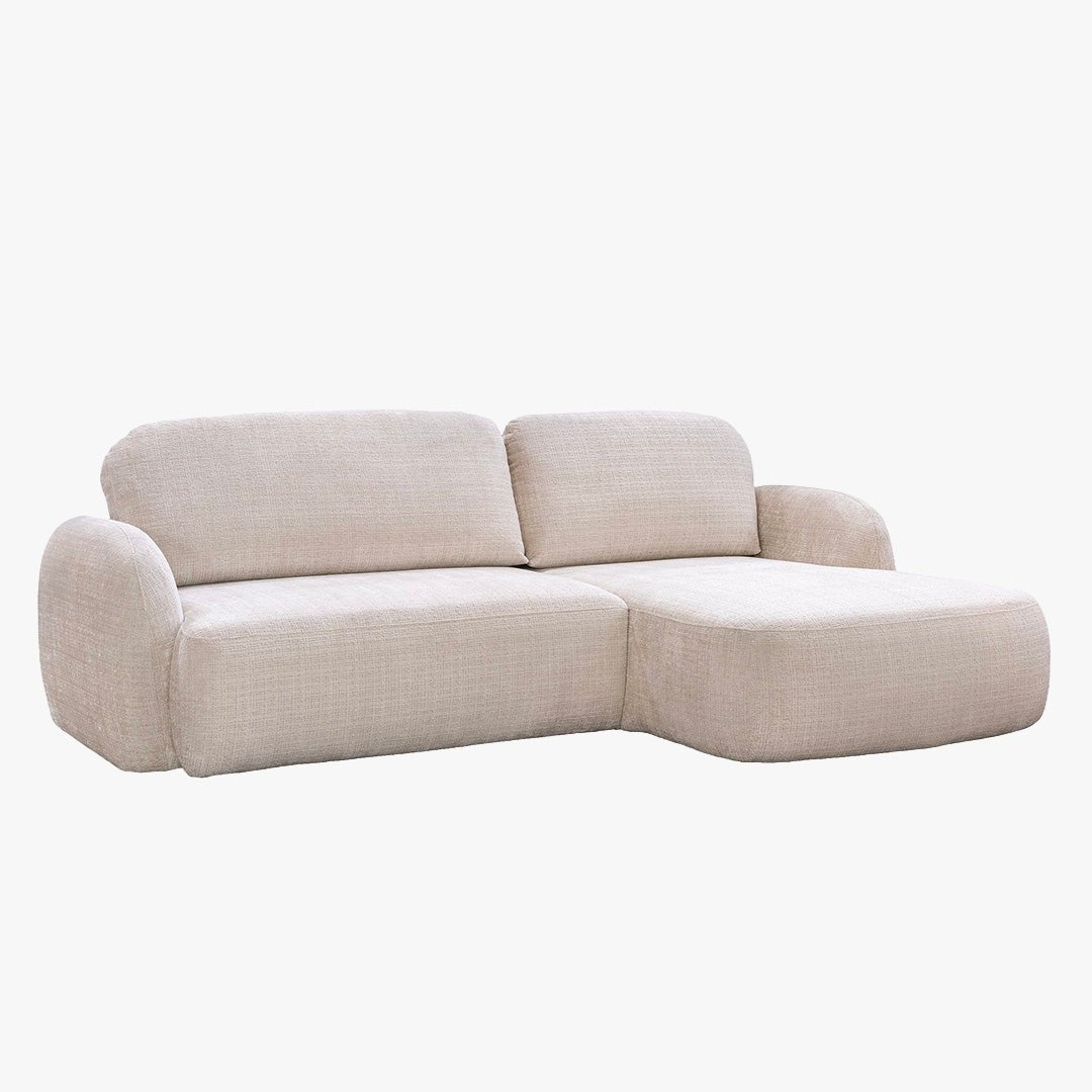 VIONA Canapé d'angle convertible avec coffre en tissu beige - Angle droit - Canapé d'angle convertible - Mobilier Deco