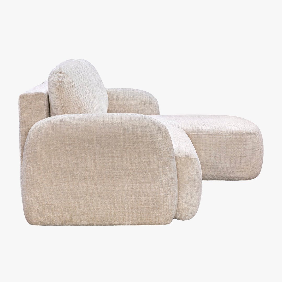 VIONA Canapé d'angle convertible avec coffre en tissu beige - Angle droit - Canapé d'angle convertible - Mobilier Deco