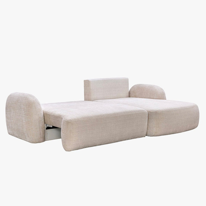 VIONA Canapé d'angle convertible avec coffre en tissu beige - Angle droit