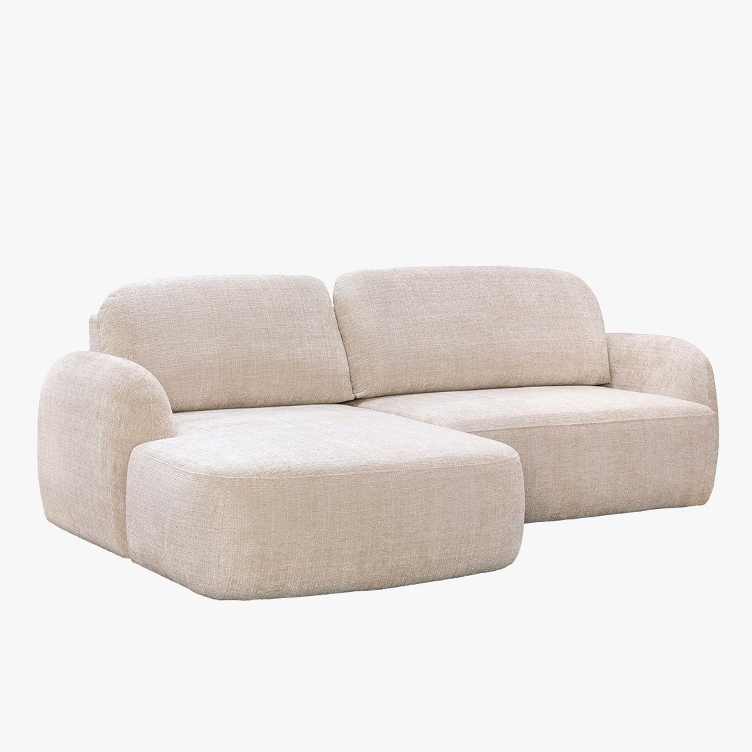 VIONA Canapé d'angle convertible avec coffre en tissu beige - Angle gauche - Canapé d'angle convertible - Mobilier Deco