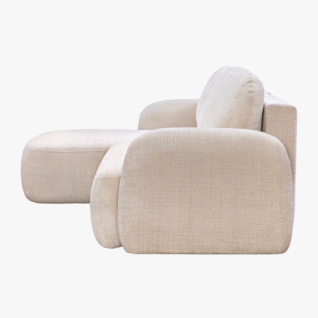 VIONA Canapé d'angle convertible avec coffre en tissu beige - Angle gauche - Canapé d'angle convertible - Mobilier Deco