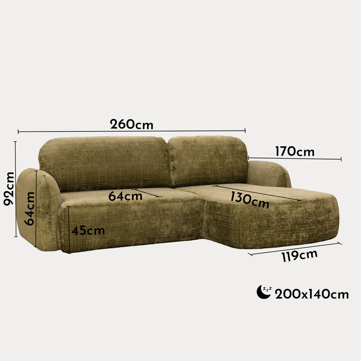 VIONA Canapé d'angle convertible avec coffre en tissu vert - Angle droit - Canapé d'angle convertible - Mobilier Deco