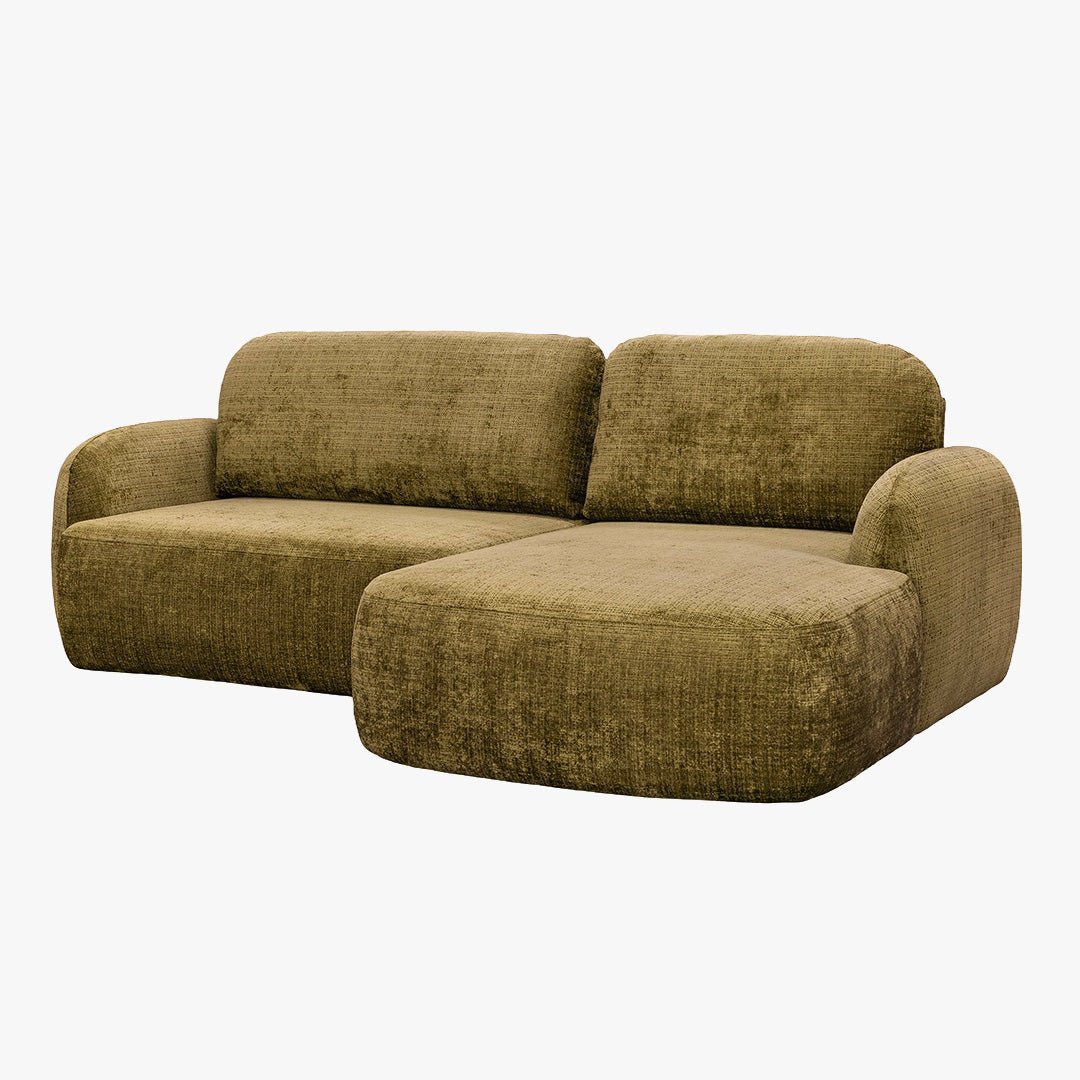 VIONA Canapé d'angle convertible avec coffre en tissu vert - Angle droit - Canapé d'angle convertible - Mobilier Deco
