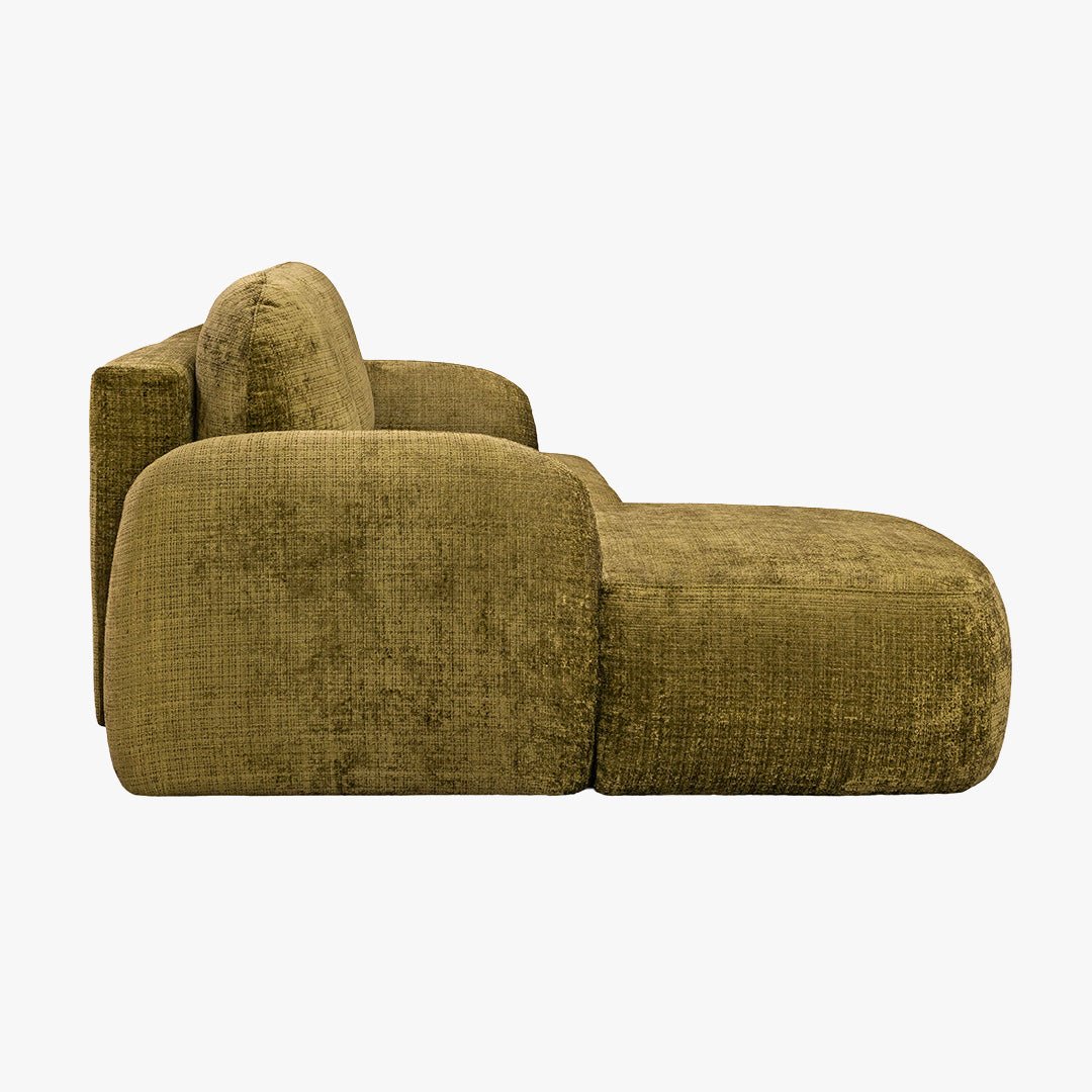 VIONA Canapé d'angle convertible avec coffre en tissu vert - Angle gauche - Canapé d'angle convertible - Mobilier Deco