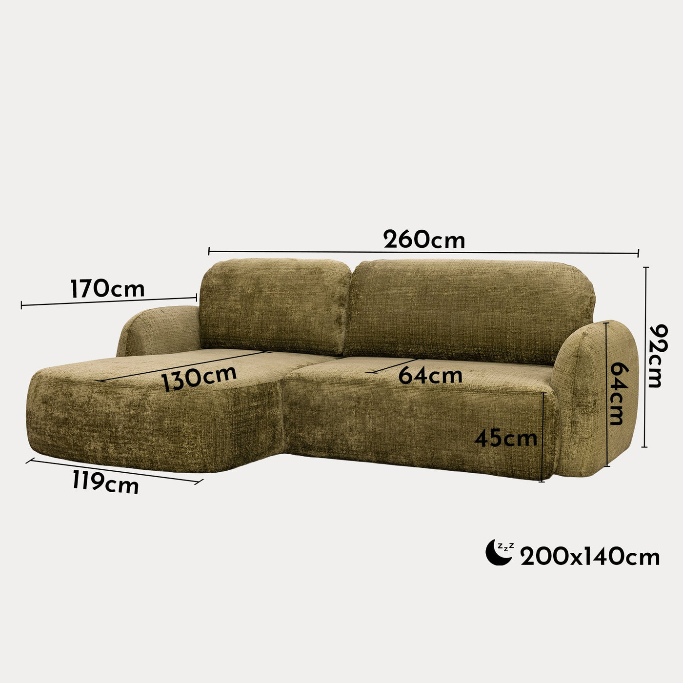 VIONA Canapé d'angle convertible avec coffre en tissu vert - Angle gauche - Canapé d'angle convertible - Mobilier Deco