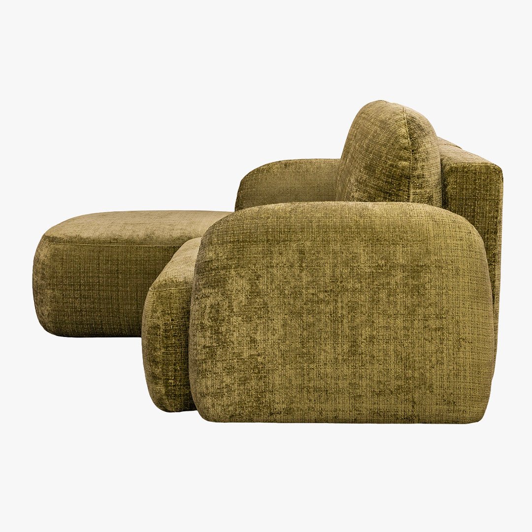 VIONA Canapé d'angle convertible avec coffre en tissu vert - Angle gauche - Canapé d'angle convertible - Mobilier Deco