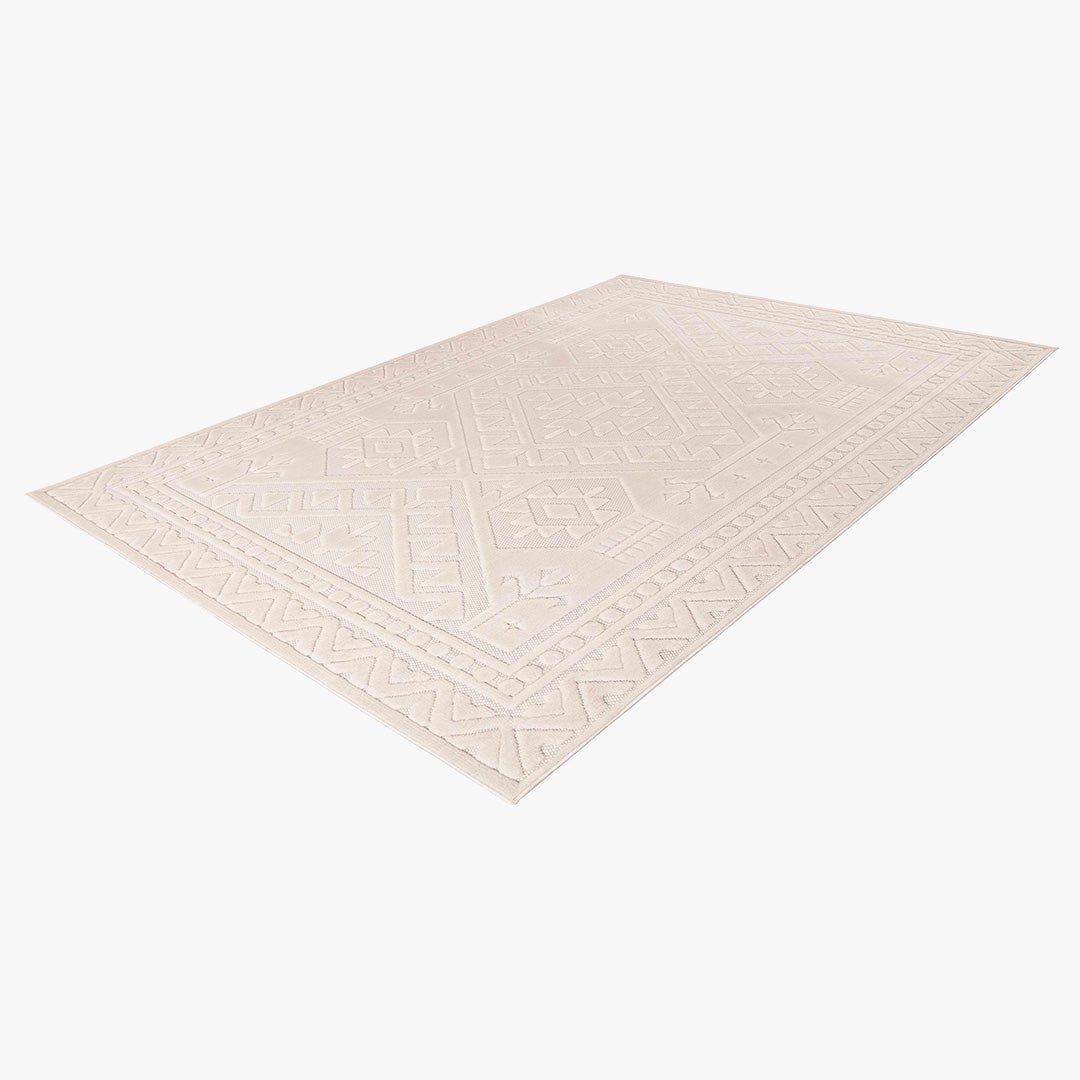 VIVA 2 Tapis en tissu doux à motif en relief blanc écru - 160x230 cm - Tapis - Mobilier Deco