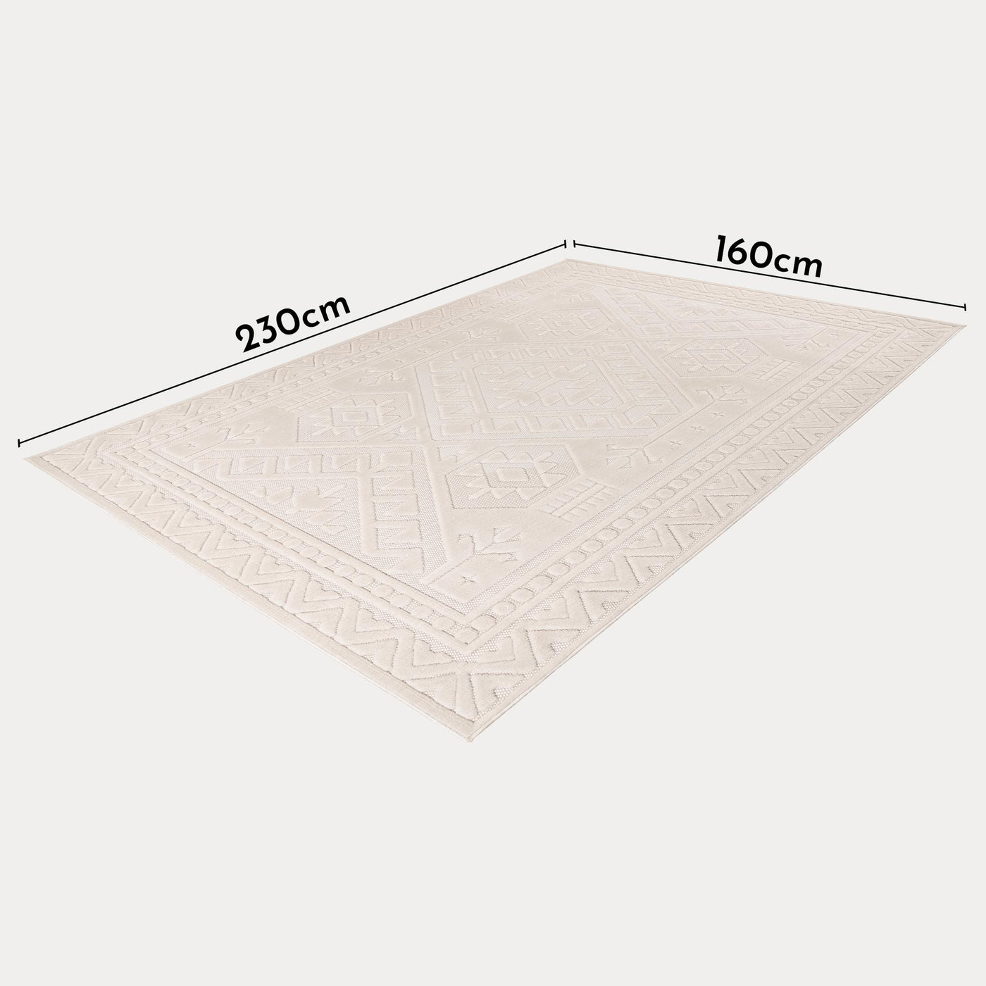 VIVA 2 Tapis en tissu doux à motif en relief blanc écru - 160x230 cm - Tapis - Mobilier Deco