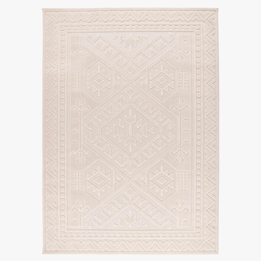 VIVA 2 Tapis en tissu doux à motif en relief blanc écru - 160x230 cm - Tapis - Mobilier Deco