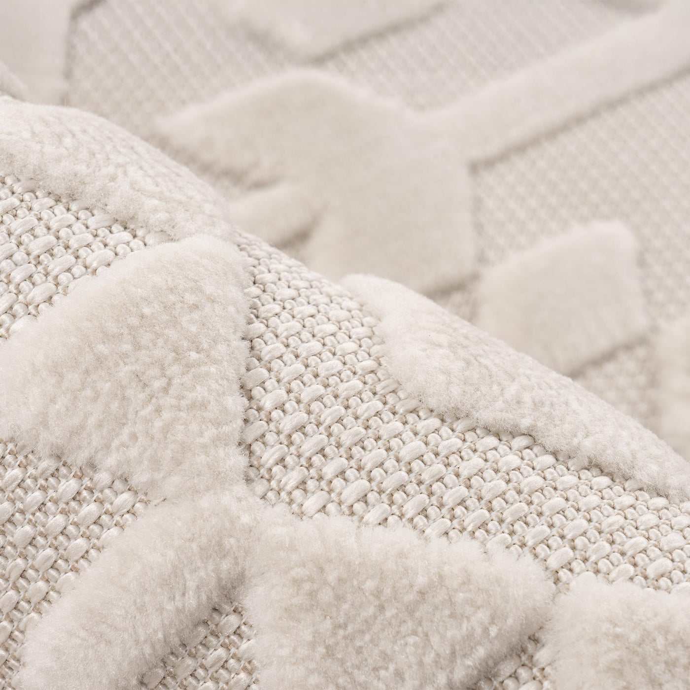 VIVA 2 Tapis en tissu doux à motif en relief blanc écru - 160x230 cm - Tapis - Mobilier Deco