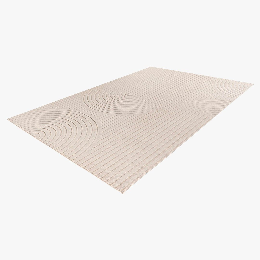 VIVA Tapis en tissu doux à motif en relief blanc écru - 160x230 cm - Tapis - Mobilier Deco