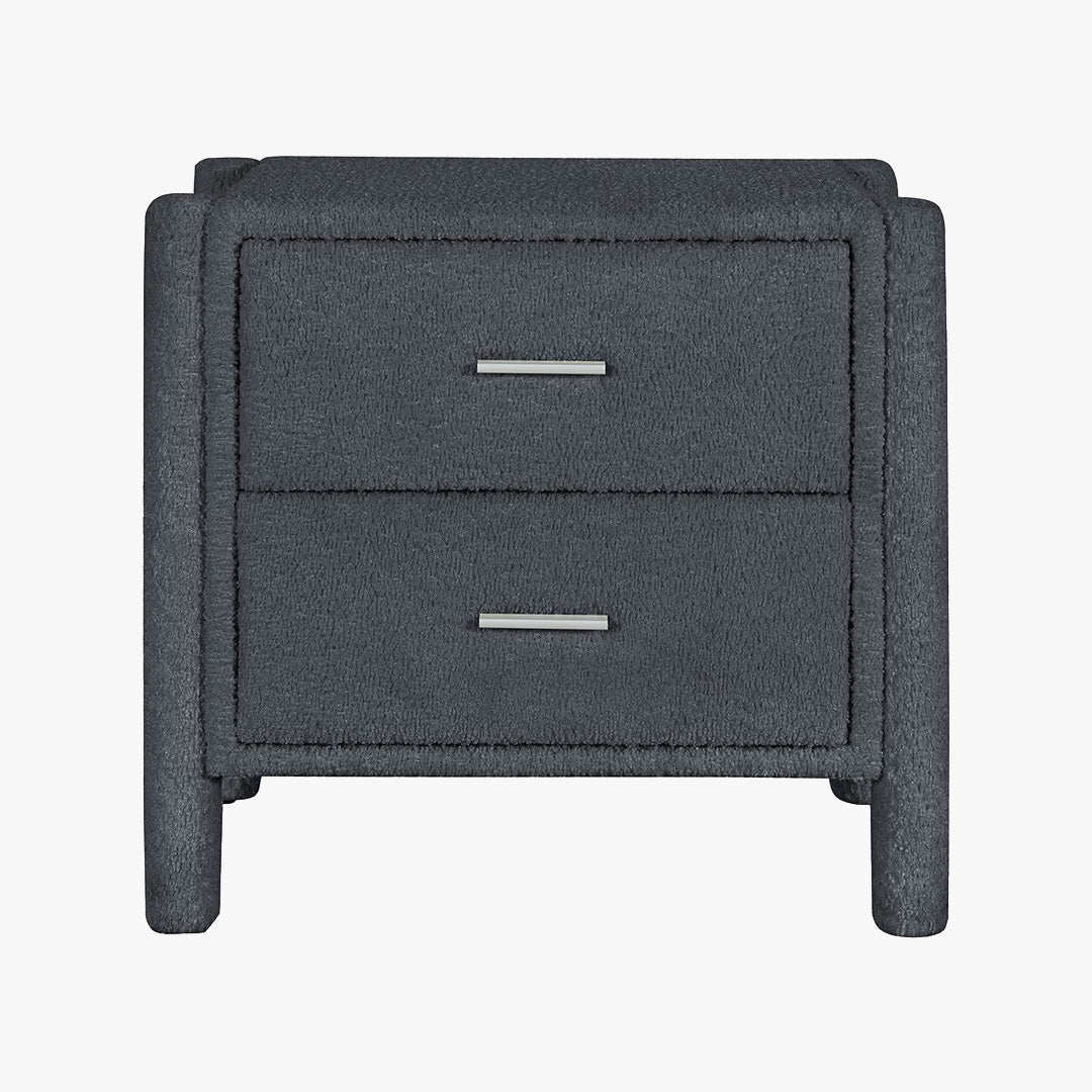 VOKIA Table de chevet 2 tiroirs effet peau de mouton gris foncé - Table de chevet - Mobilier Deco